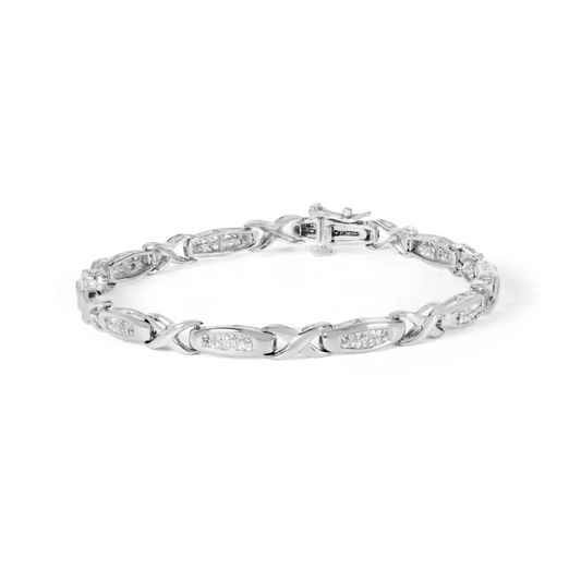 14k white gold 1.0 cttw invisible set princess diamond tennis bracelet (h i color si1 si2 clarity) 7’’ bracelets/bracelet/tennis