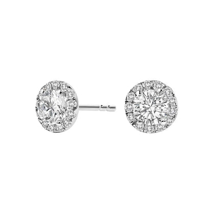 14K White Gold 1.0 Cttw Lab-Grown Diamond Halo Stud Earring (F-G Color, VS1-VS2 Clarity) - Bijoux-NYC Direct