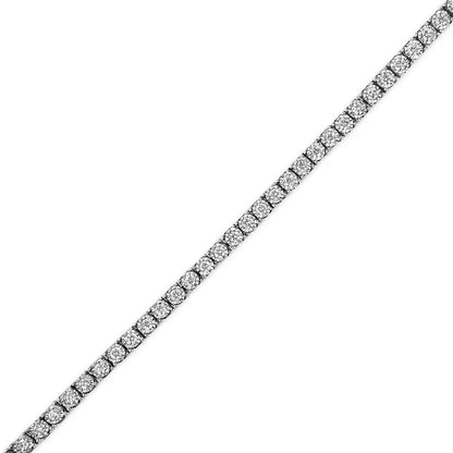 14K White Gold 1.0 Cttw Miracle Set Round-Cut Lab Grown Diamond Illusion Tennis Bracelet (F-G Color, VS2-SI1 Clarity) Size 7" - Bijoux-NYC Direct