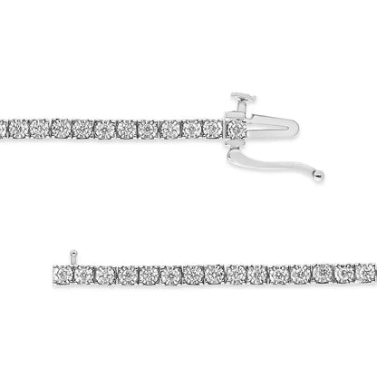 14K White Gold 1.0 Cttw Miracle Set Round-Cut Lab Grown Diamond Illusion Tennis Bracelet (F-G Color, VS2-SI1 Clarity) Size 7" - Bijoux-NYC Direct