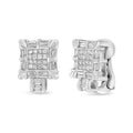 Princess cut and baguette diamond huggie earrings in 14k white gold 1 cttw bijoux-nyc direct
