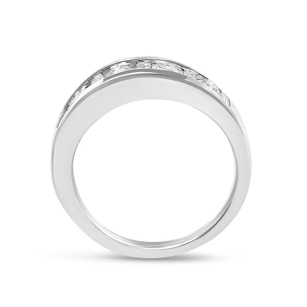 14k white gold 1.0 cttw round and baguette diamond channel band ring bijoux-nyc direct