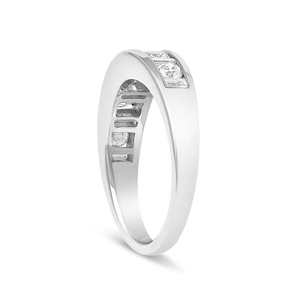 14k white gold 1.0 cttw round and baguette diamond channel band ring bijoux-nyc direct