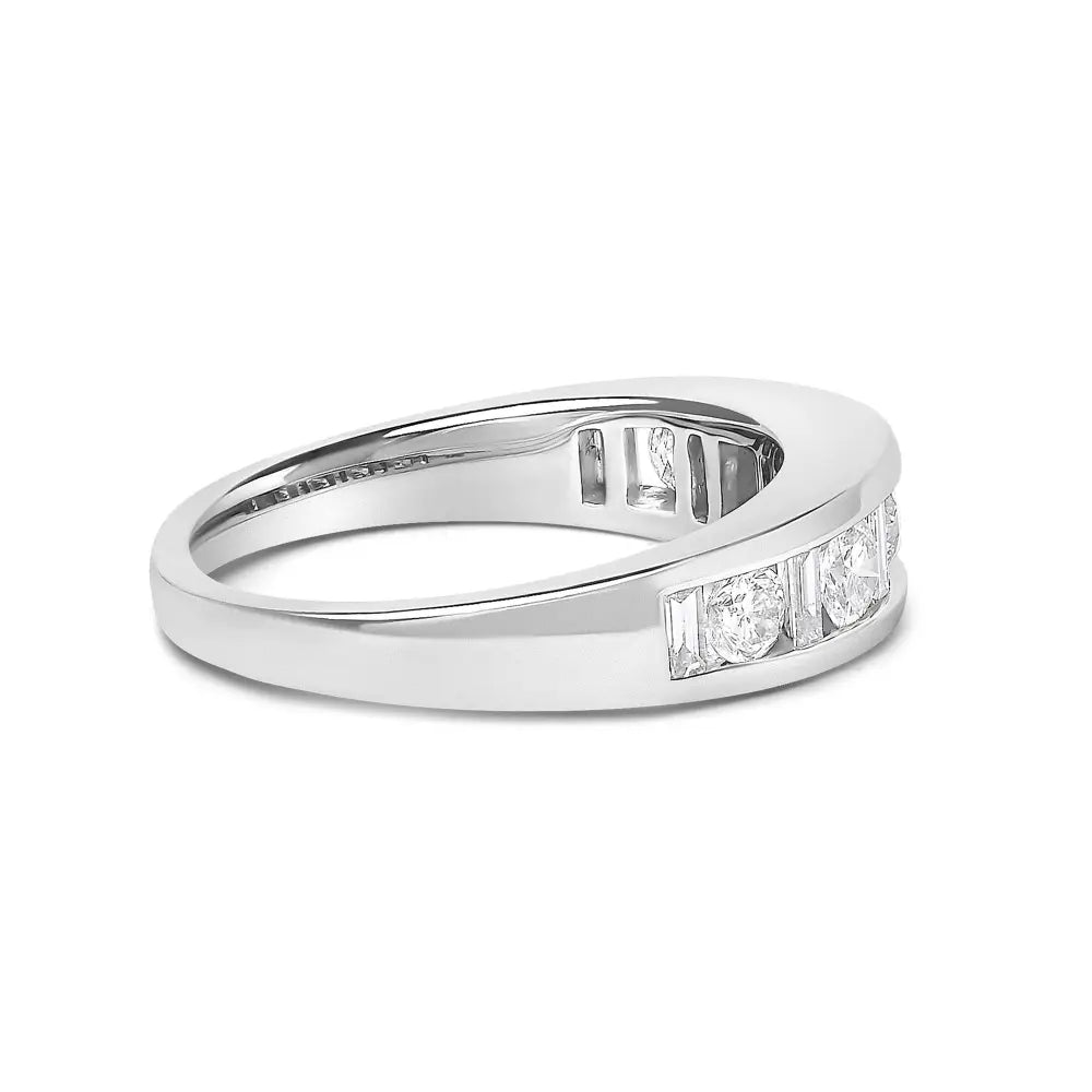 14k white gold 1.0 cttw round and baguette diamond channel band ring bijoux-nyc direct