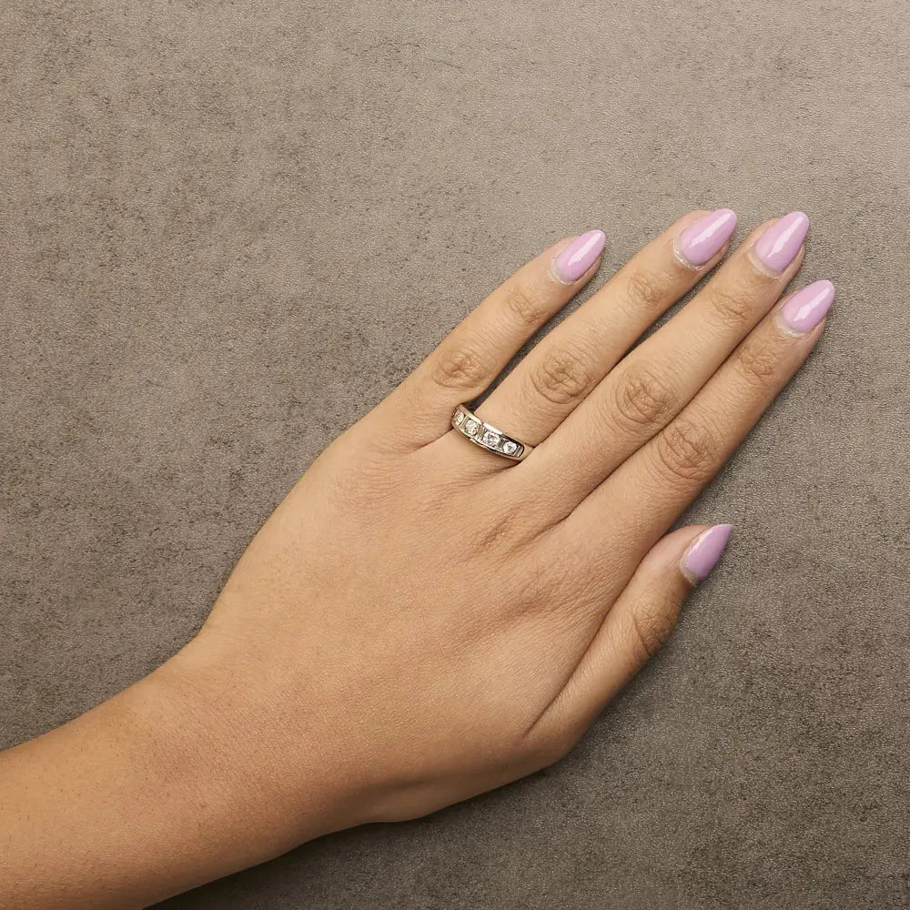 14k white gold 1.0 cttw round and baguette diamond channel band ring bijoux-nyc direct