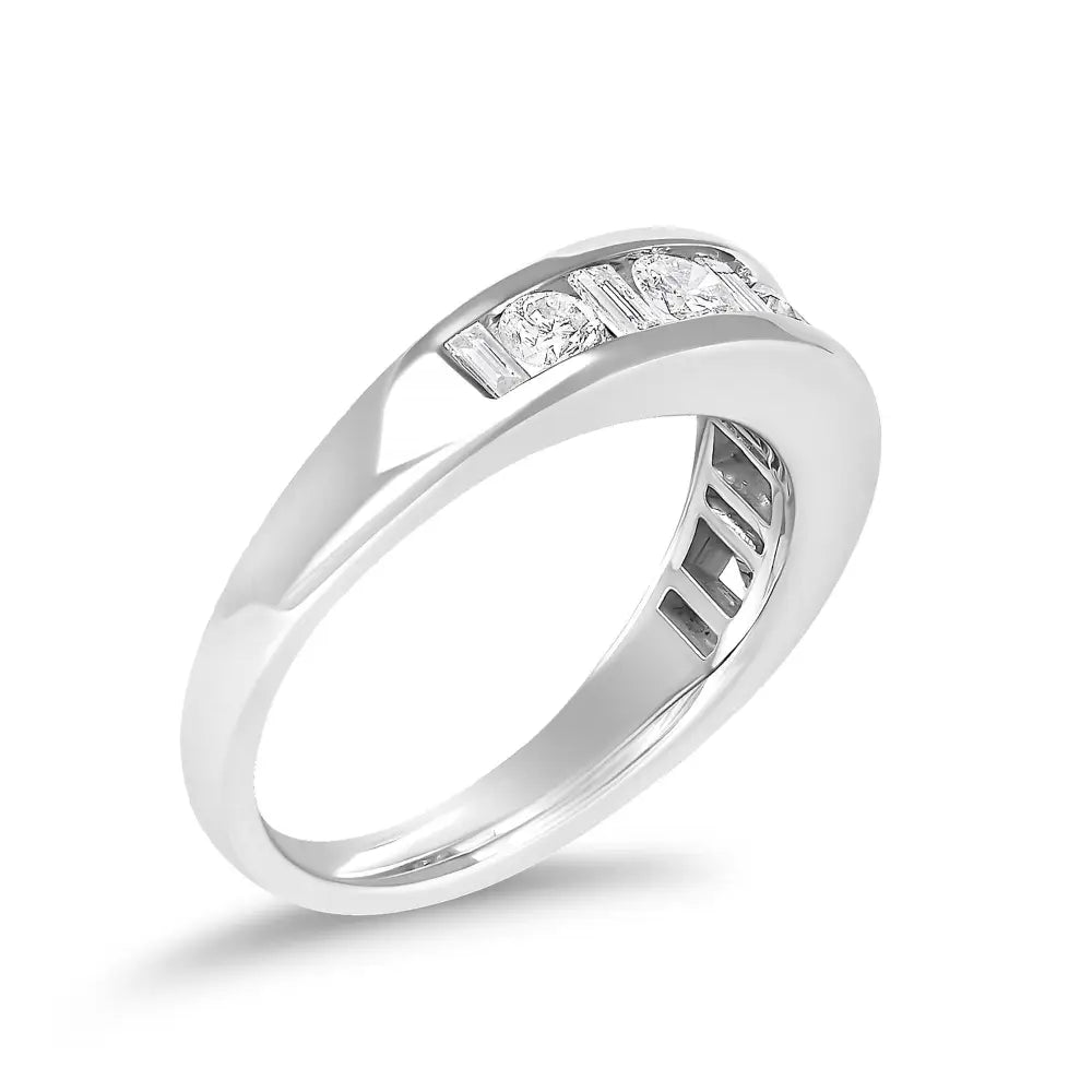 14k white gold 1.0 cttw round and baguette diamond channel band ring bijoux-nyc direct