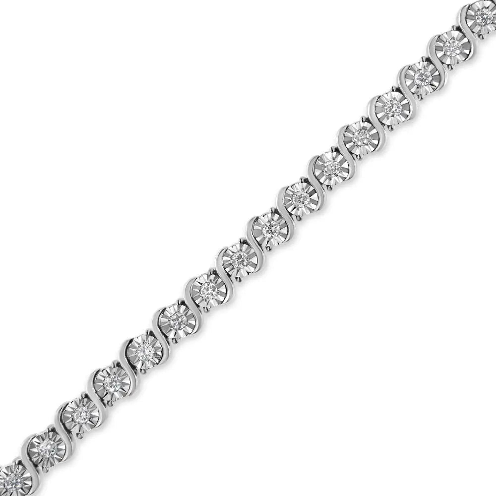 14k white gold 1.00 cttw lab grown diamond s link tennis bracelet 7 bijoux-nyc direct