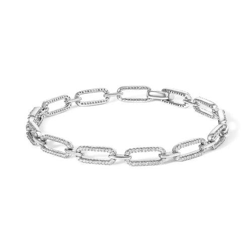 1.00 ct diamond paperclip link bracelet in 14k white gold 7 inch bijoux-nyc direct