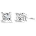 1ctw princess cut diamond solitaire stud earrings in 14k white gold bijoux-nyc direct