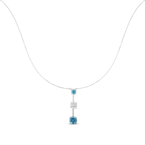 1.50 cttw blue and white diamond 14k white gold round pendant necklace bijoux-nyc direct