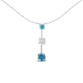 1.50 cttw blue and white diamond 14k white gold round pendant necklace bijoux-nyc direct