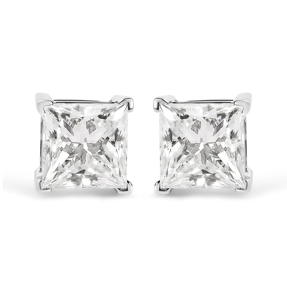 1.50 cttw princess cut diamond stud earrings in 14k white gold bijoux-nyc direct