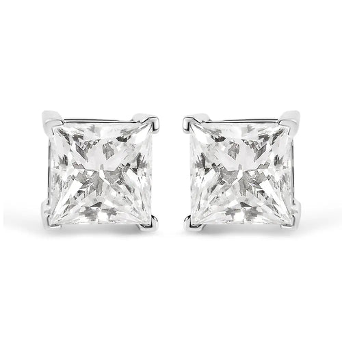 1.50 cttw princess cut diamond stud earrings in 14k white gold bijoux-nyc direct