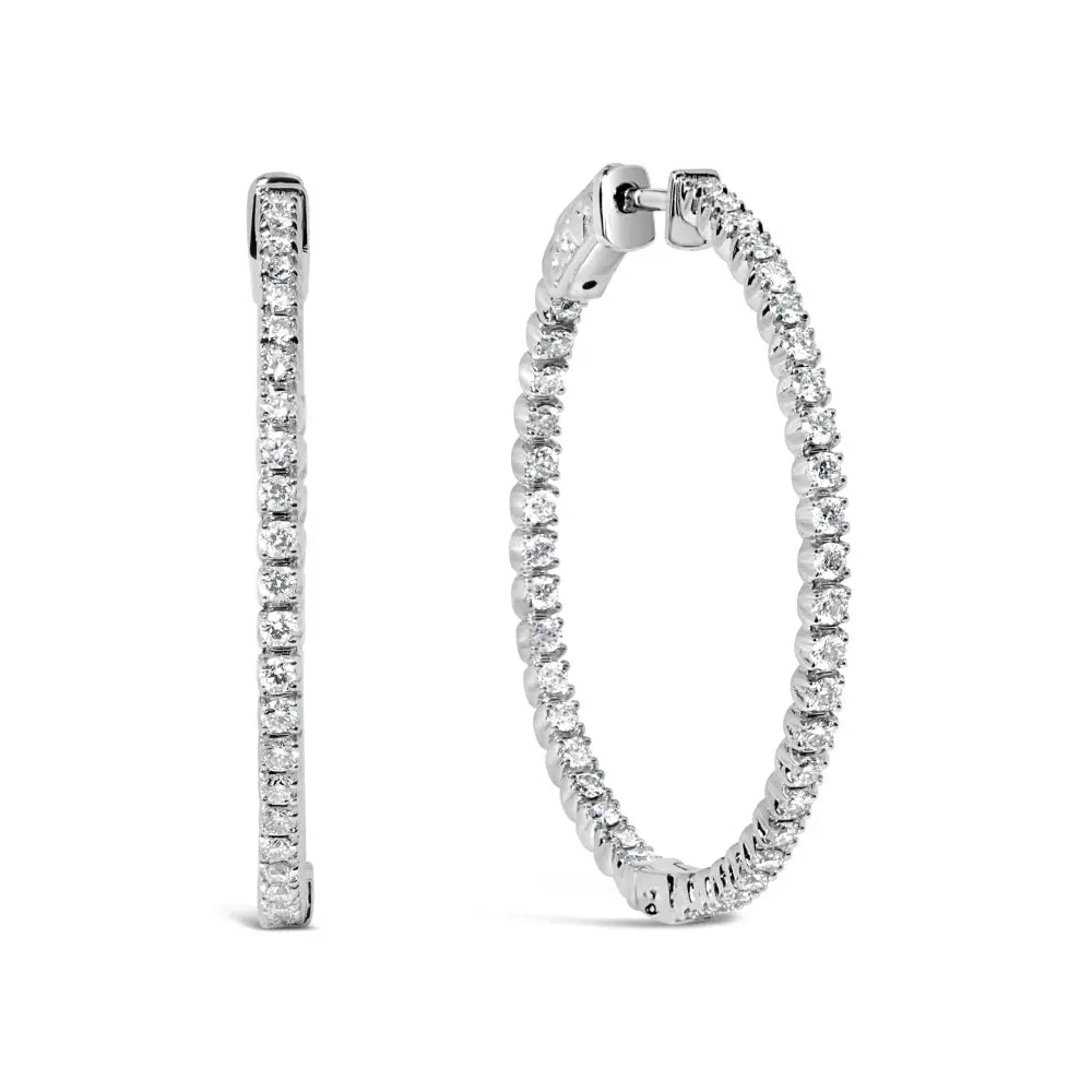 1.50 cttw lab grown diamond inside out 14k white gold hoop earrings bijoux-nyc direct