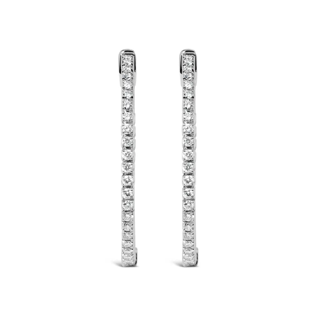 14K White Gold 1 1/2 Cttw Lab Grown Diamond Inside Out Hoop Earrings (G-H Color, VS2-SI1 Clarity) - Bijoux-NYC Direct