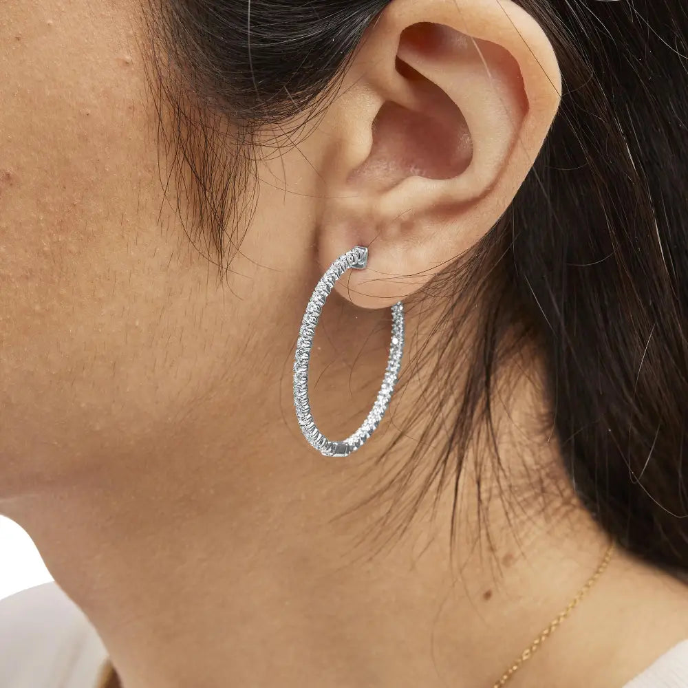 1.50 cttw lab grown diamond inside out 14k white gold hoop earrings bijoux-nyc direct