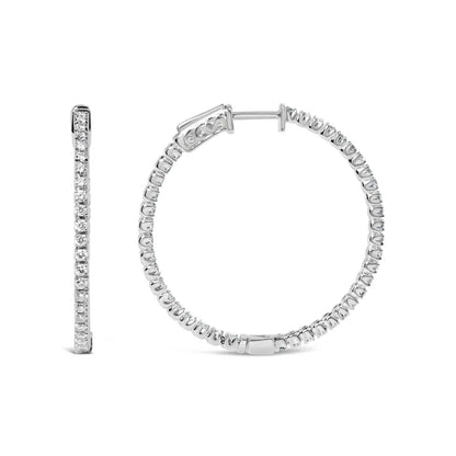 14K White Gold 1 1/2 Cttw Lab Grown Diamond Inside Out Hoop Earrings (G-H Color, VS2-SI1 Clarity) - Bijoux-NYC Direct