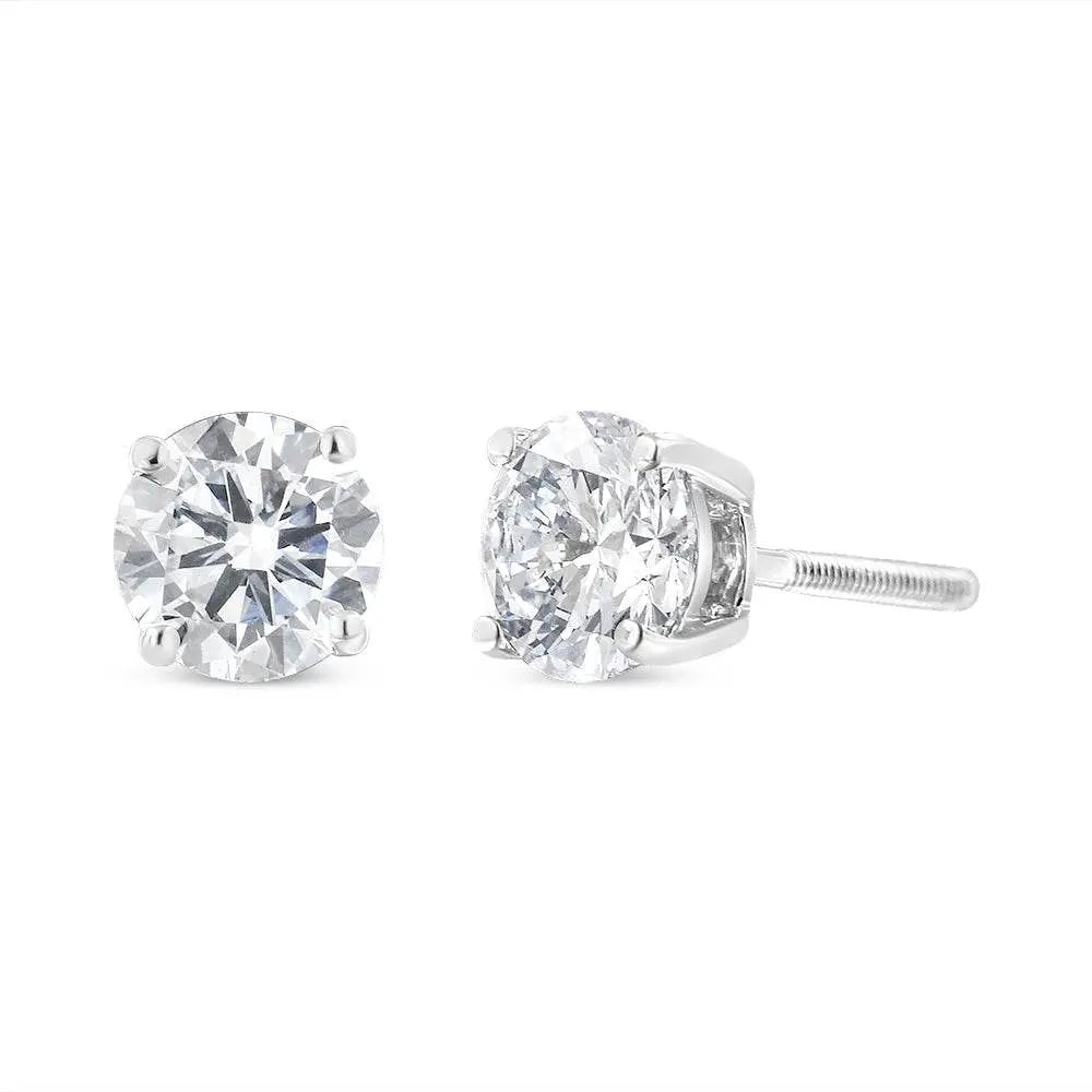 14K White Gold 1 1/2 Cttw Lab Grown Diamond Solitaire Stud Earrings with Screwbacks (F-G Color, VS2-SI1 Clarity) - Bijoux-NYC Direct