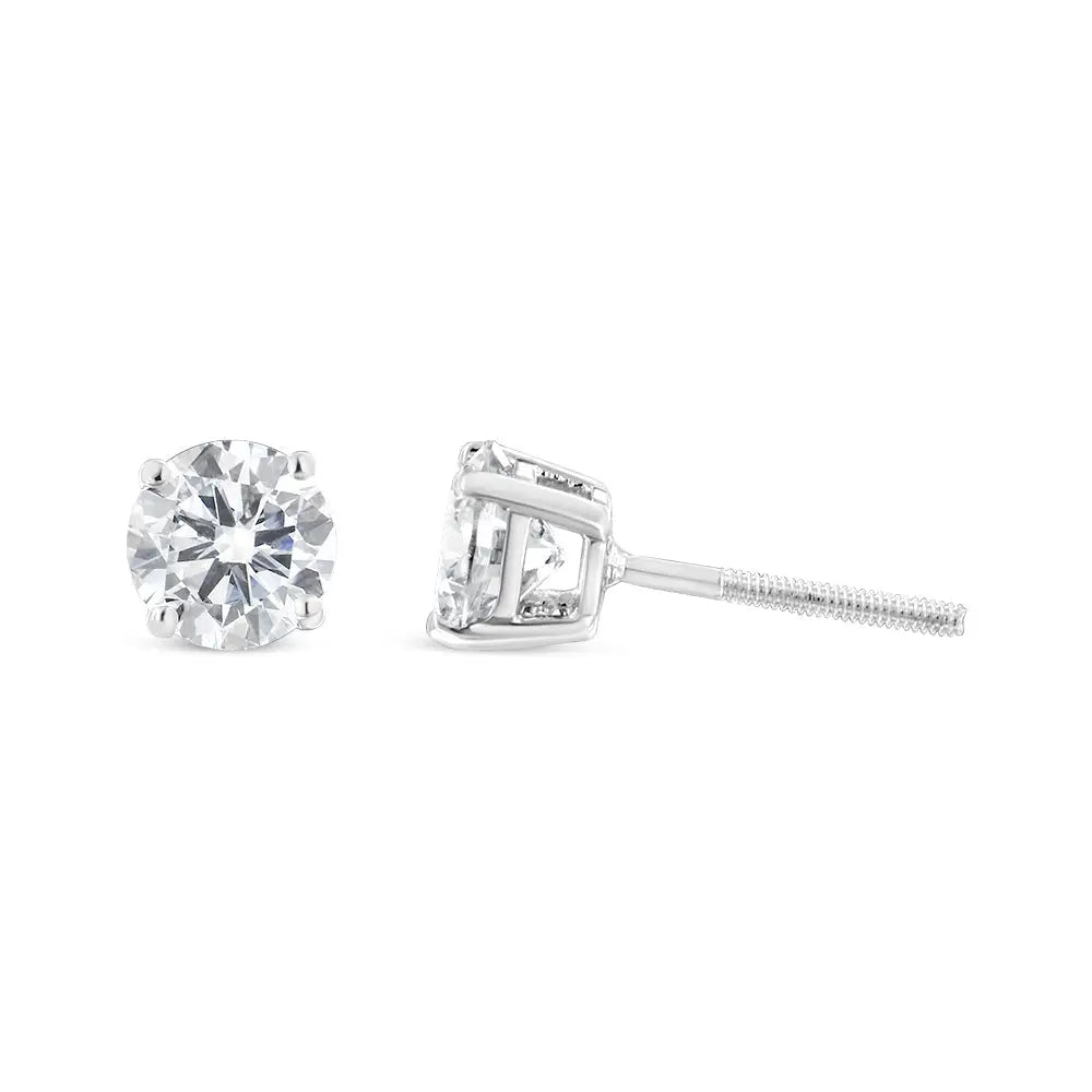 1.50 cttw round diamond 4-prong stud earrings in 14k white gold bijoux-nyc direct
