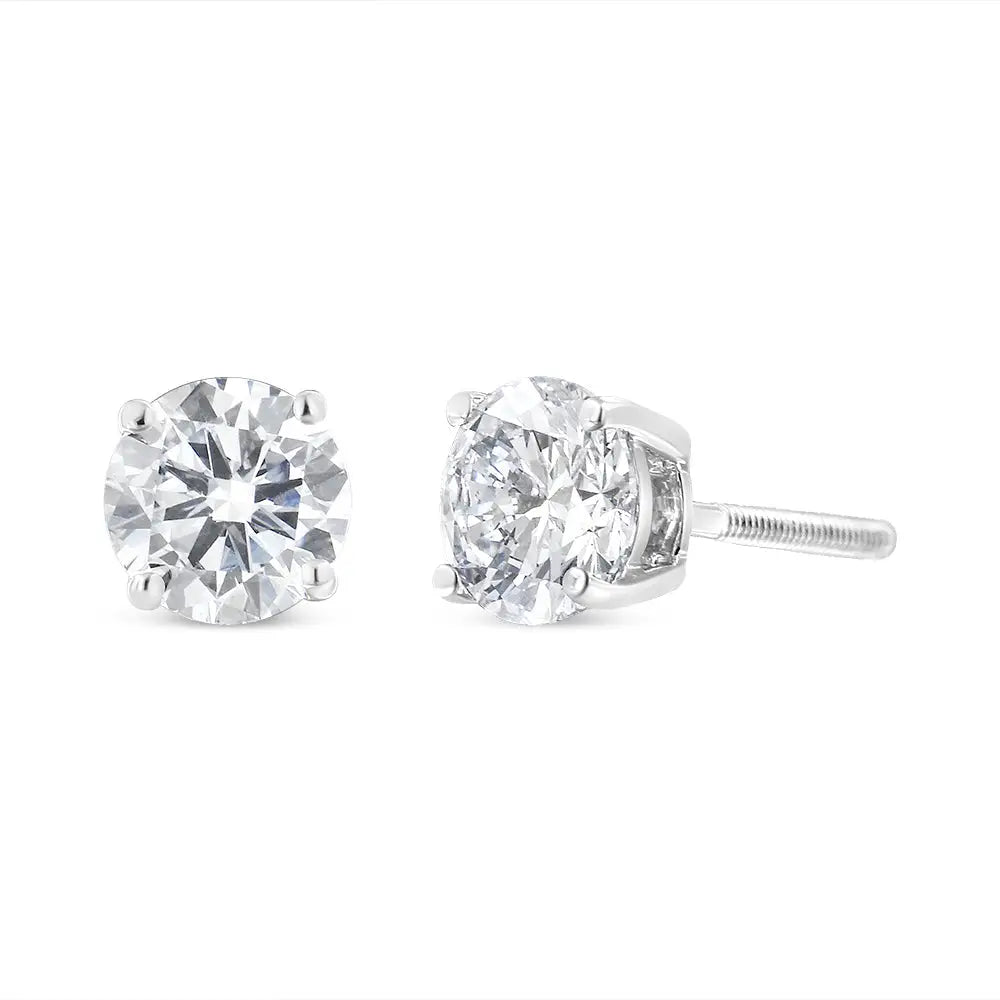 1.50 cttw round diamond stud earrings in 14k white gold with screw backs bijoux-nyc direct