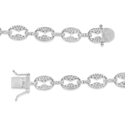 14K White Gold 1 1/2 Cttw Round Diamond Set Link Bracelet (I-J Color, I1-I2 Clarity) - 7" - Bijoux-NYC Direct