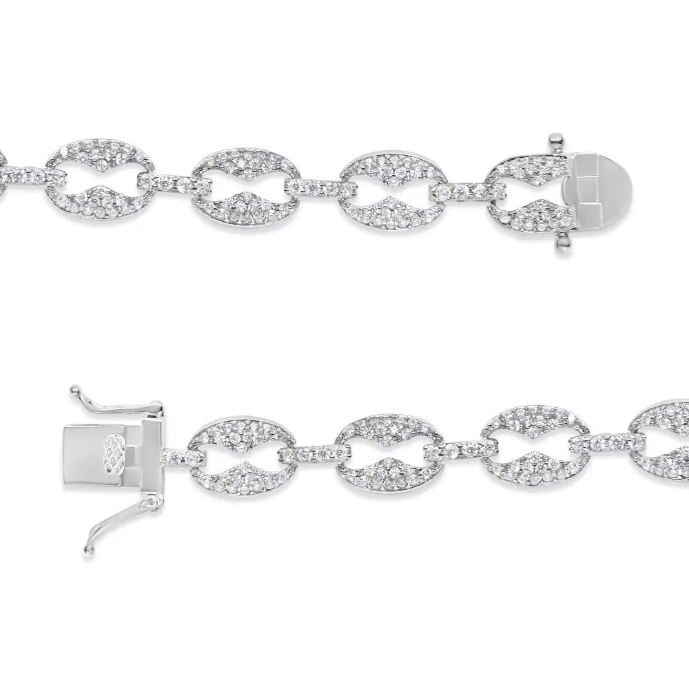 14k white gold 1.50 cttw round diamond link bracelet 7 inch bijoux-nyc direct