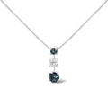 Blue and white diamond three stone necklace in 14k white gold 1.50 cttw bijoux-nyc direct