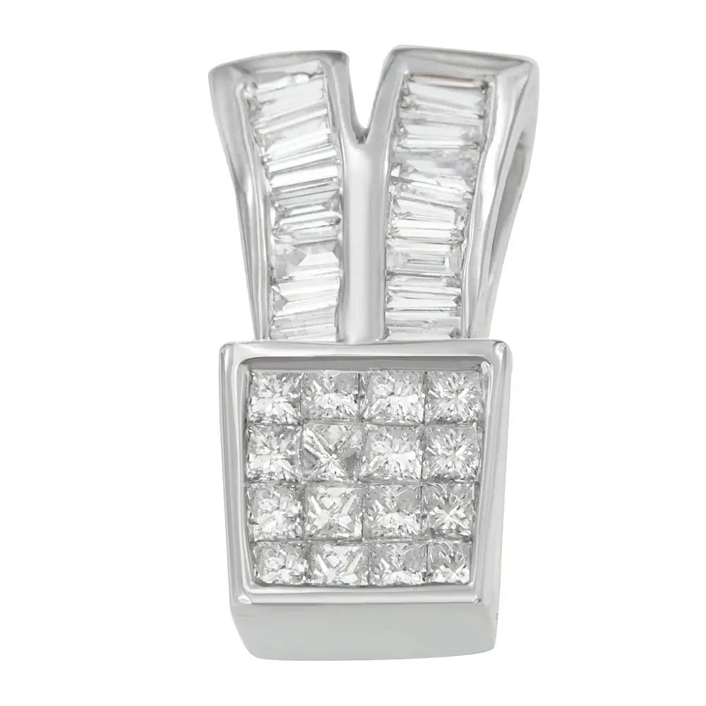 14k white gold 1 1/3 cttw princess and baguette diamond shapes pendant bijoux-nyc direct