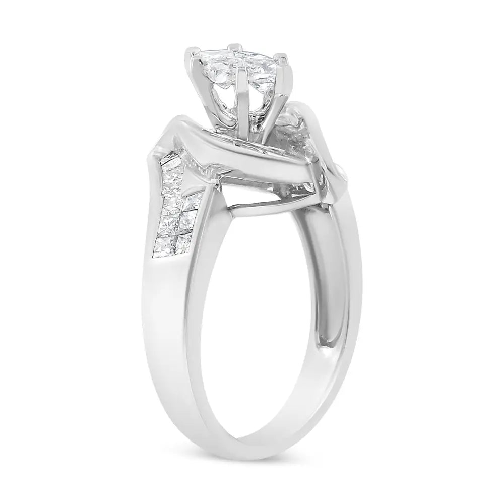 14k white gold 1 1/4 cttw marquise-style diamond engagement ring bijoux-nyc direct