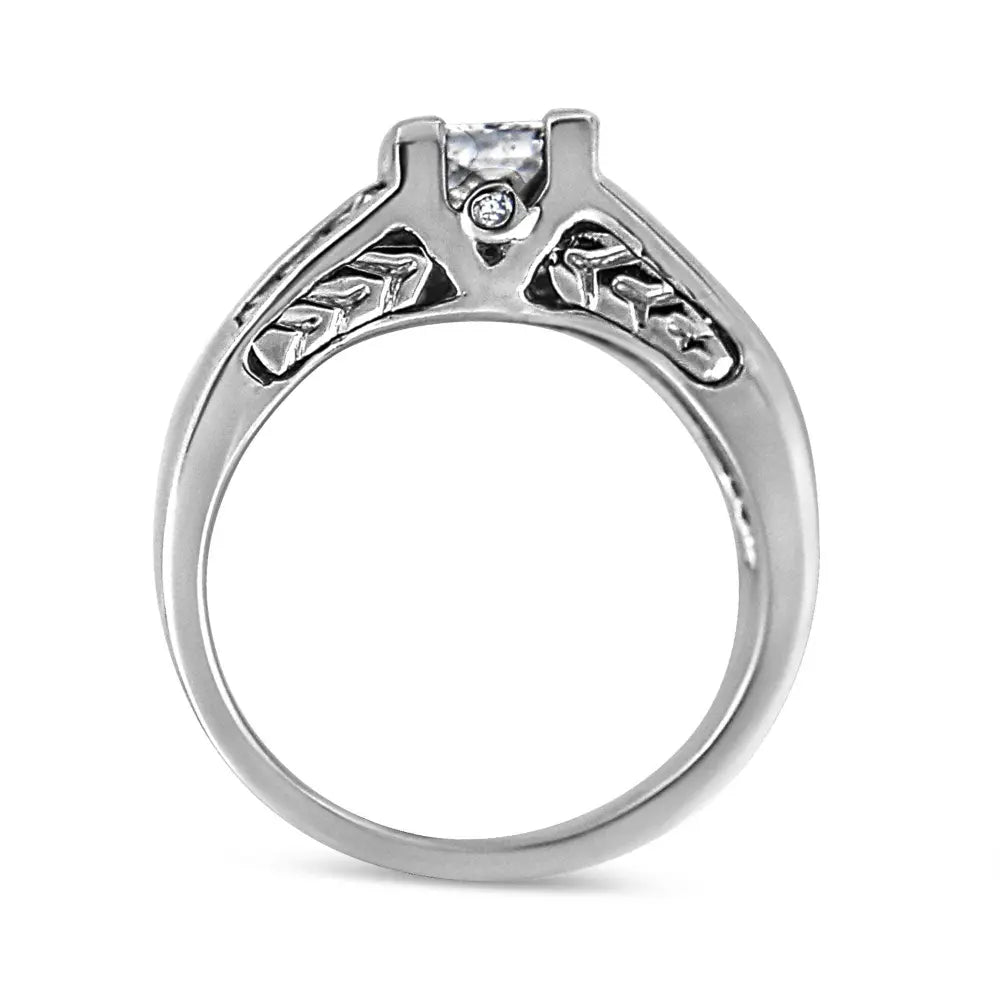 14K White Gold 1 1/4 Cttw Princess Cut Diamond Channel Set Engagement Ring (H-I Color, SI1-SI2 Clarity) - Bijoux-NYC Direct