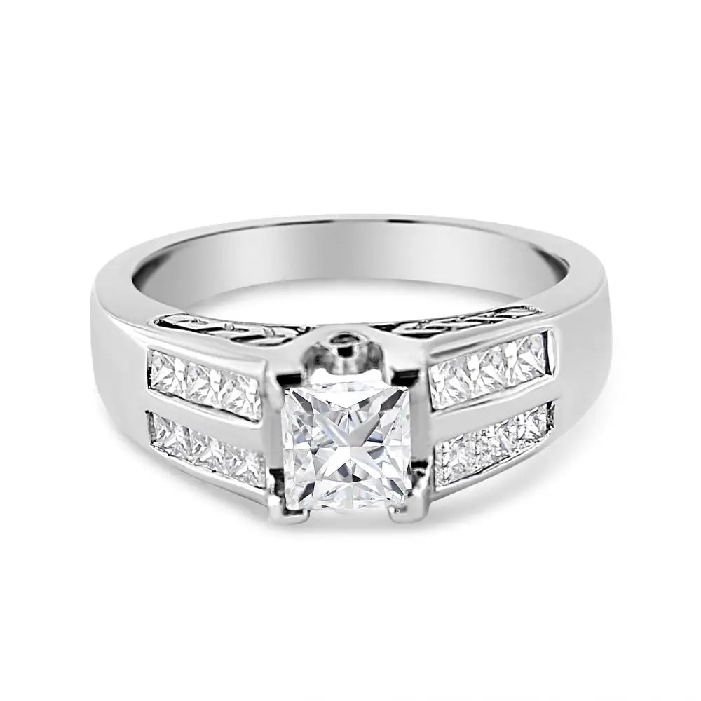 14k white gold 1 1/4 cttw princess-cut diamond engagement ring bijoux-nyc direct