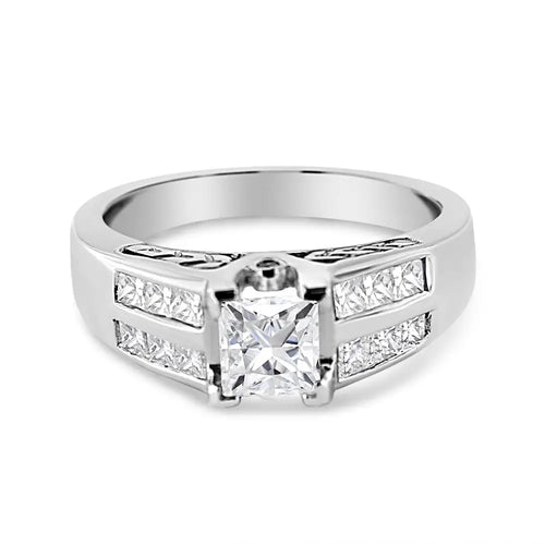 1 1/4 cttw princess cut diamond engagement ring in 14k white gold bijoux-nyc direct