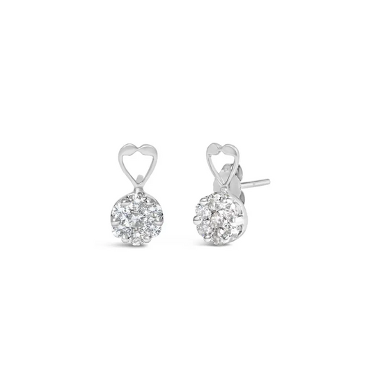 14K White Gold 1 1/4 cttw Round Cut Diamond Earrings (H-I, I1-I2) - Bijoux-NYC Direct