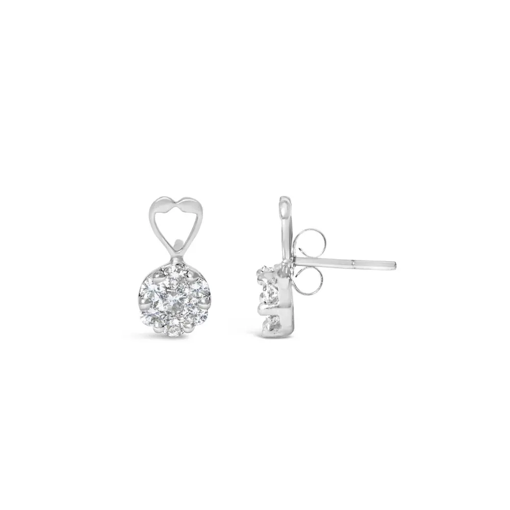 14K White Gold 1 1/4 cttw Round Cut Diamond Earrings (H-I, I1-I2) - Bijoux-NYC Direct