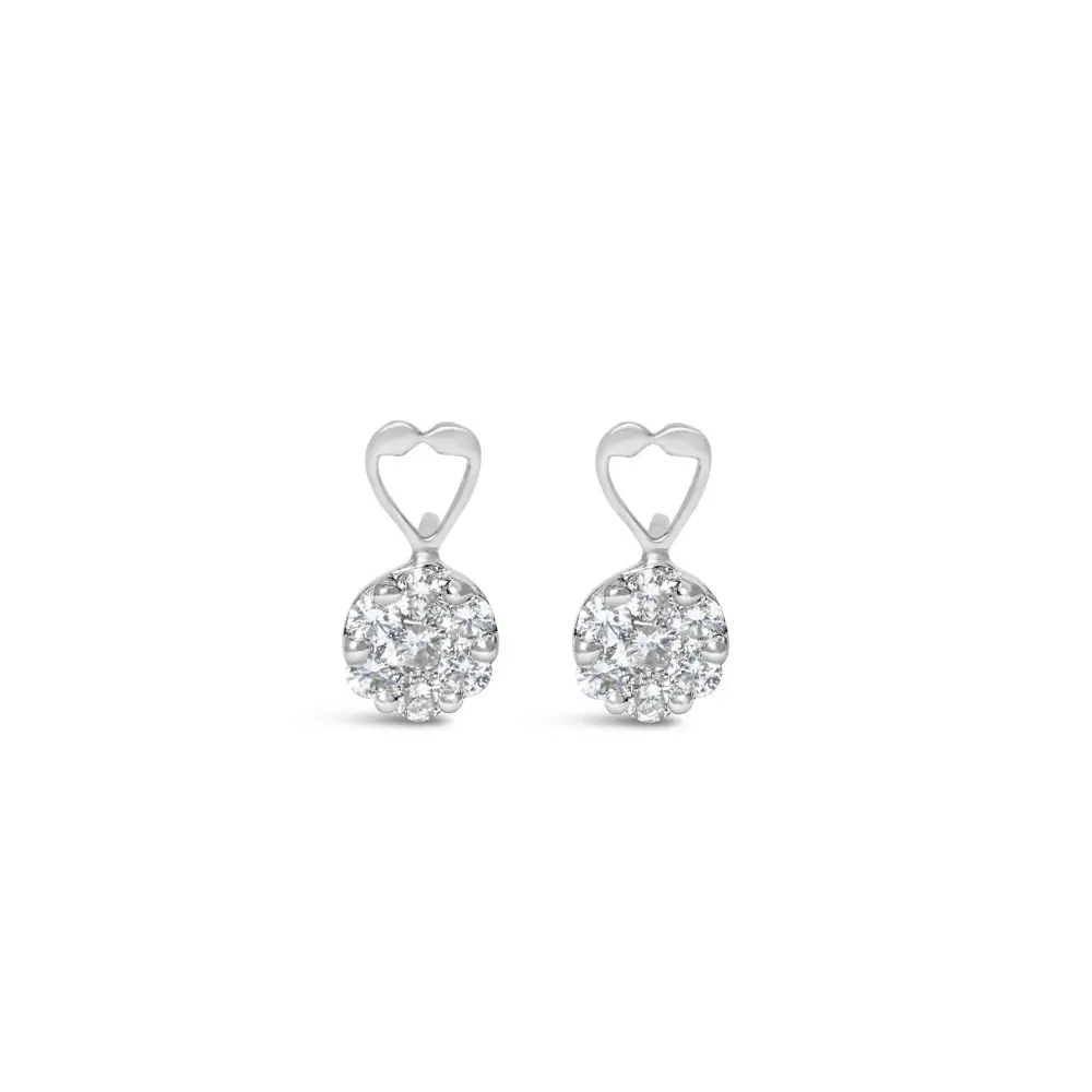 14K White Gold 1 1/4 cttw Round Cut Diamond Earrings (H-I, I1-I2) - Bijoux-NYC Direct