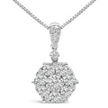 1.20 carat diamond cluster pendant necklace in 14k white gold 18 inch bijoux-nyc direct