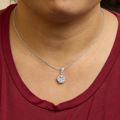 14k white gold 1 1/5 cttw diamond composite cluster pendant necklace (f g color vs2 si1 clarity) 18’’ inches
