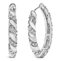 14k white gold 1 1/5 cttw lab grown diamond swirl 1 inch hoop earrings bijoux-nyc direct
