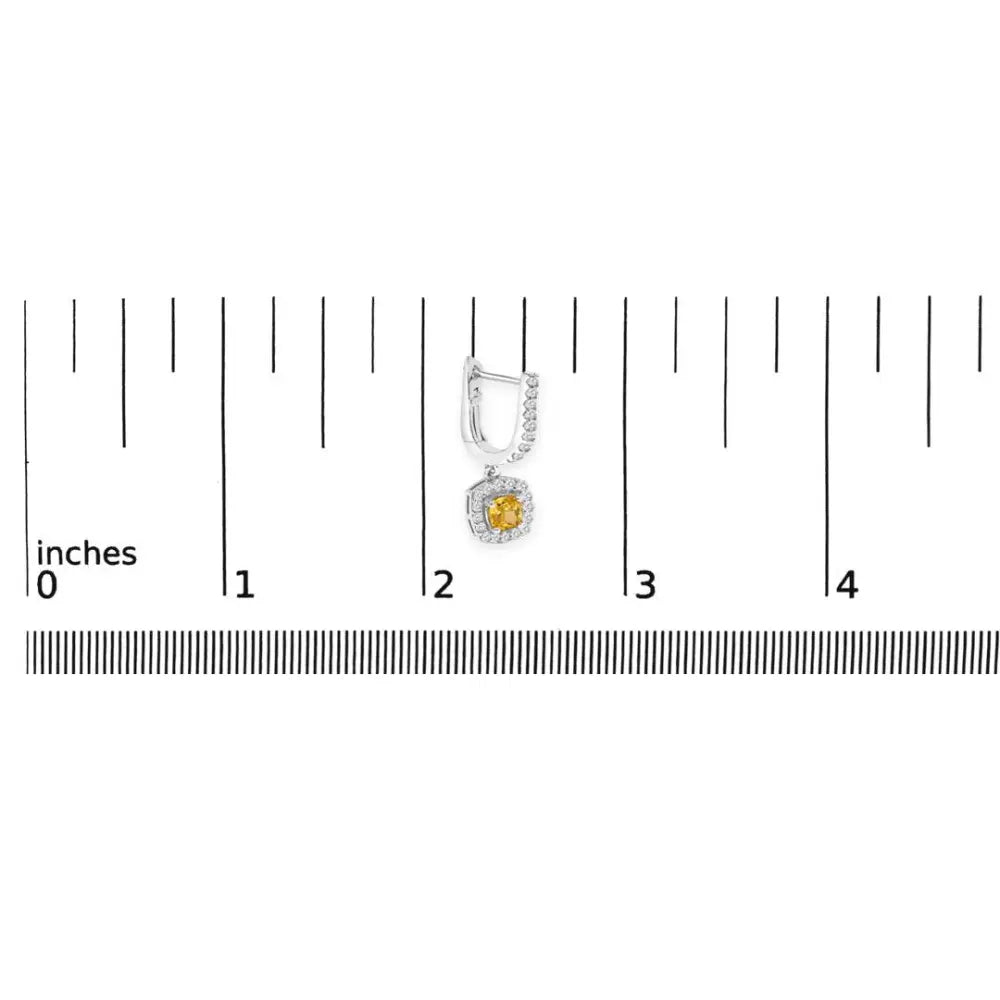 14K White Gold 1 1/5 Cttw Yellow Lab Grown Diamond Halo Drop and Dangle Earrings - Bijoux-NYC Direct