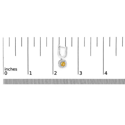 14K White Gold 1 1/5 Cttw Yellow Lab Grown Diamond Halo Drop and Dangle Earrings - Bijoux-NYC Direct