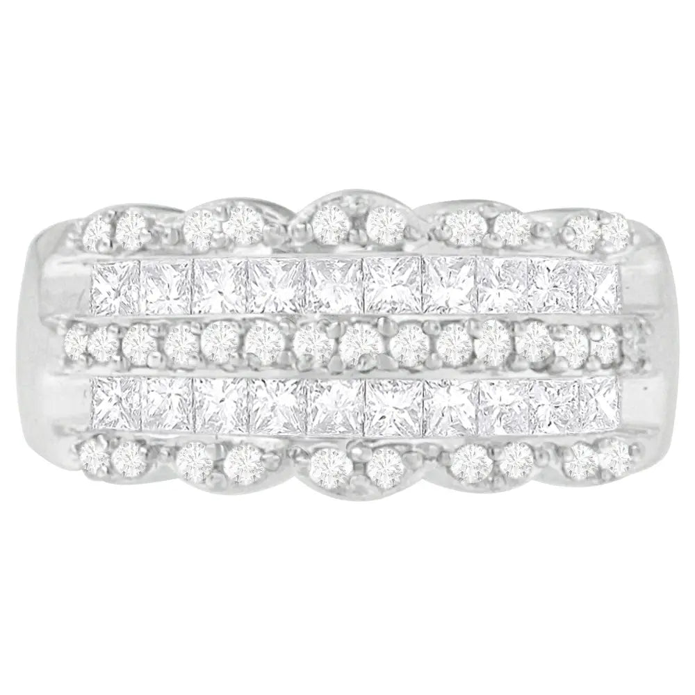 14k white gold 1 1/7ct tdw round and princess cut diamond ring bijoux-nyc direct