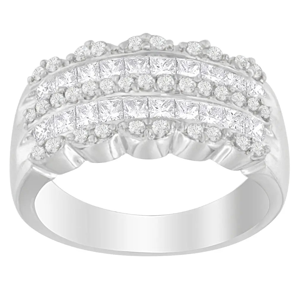 14k white gold 1 1/7ct tdw round and princess cut diamond ring bijoux-nyc direct