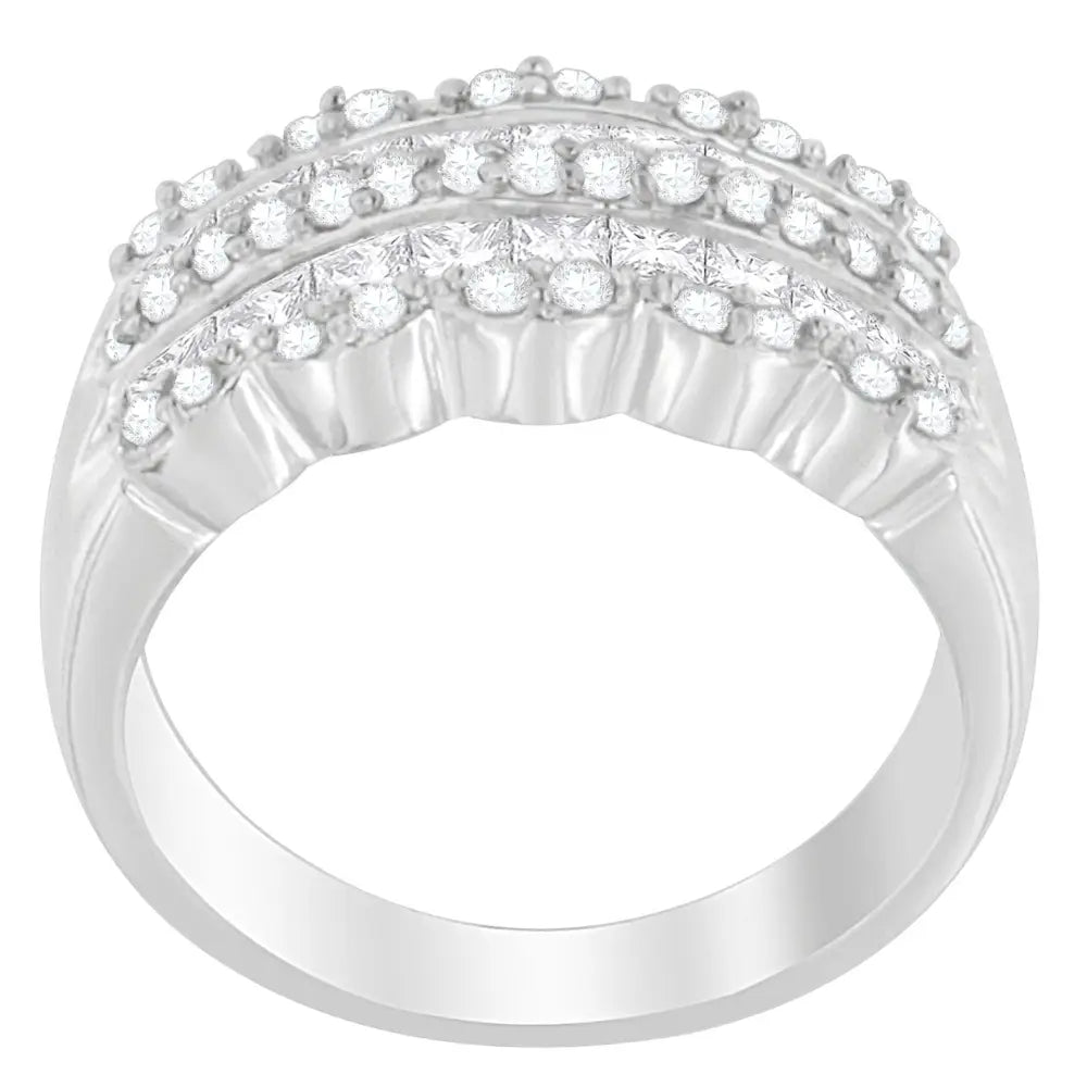 14k white gold 1 1/7ct tdw round and princess cut diamond ring bijoux-nyc direct