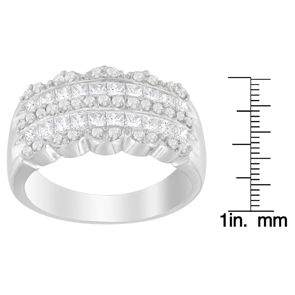 14k white gold 1 1/7ct tdw round and princess cut diamond ring bijoux-nyc direct