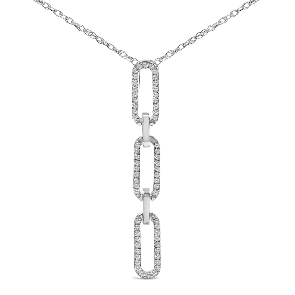 14k white gold 1/10 cttw diamond triple paper clip pendant necklace bijoux-nyc direct