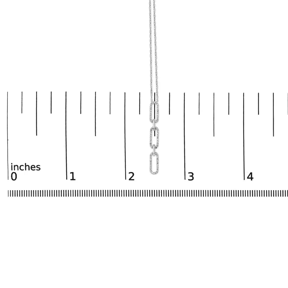 14k white gold 1/10 cttw diamond triple paper clip pendant necklace bijoux-nyc direct
