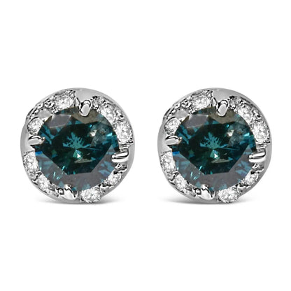 14K White Gold 1/2 cttw White and Treated Blue Round Diamond Earrings (I-J I2-I3) - Bijoux-NYC Direct