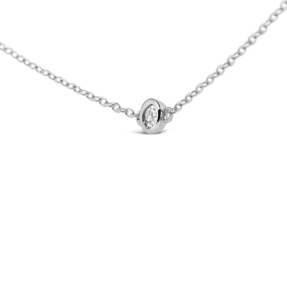 14k white gold 1/2 cttw bezel set diamond station necklace 18 inch bijoux-nyc direct