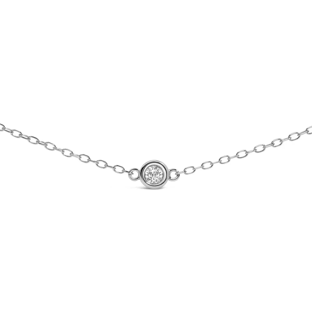 14k white gold 1/2 cttw bezel set diamond station necklace 18 inch bijoux-nyc direct