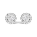 Diamond halo cluster button stud earrings in 14k white gold – 1/2 cttw bijoux-nyc direct